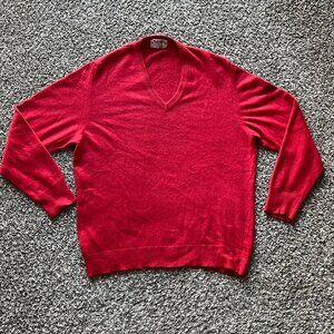 Vintage Playboy Sweater Mens 42 Red V-Neck Wool/Angola Rabbit Long Sleeve Top